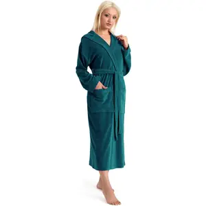 Домашний женский халат my home Jule, идеален для сауны и спа, гостиничный халат, утренний халат, 1 шт., однотонный легкий махровый халат с высоким содержанием хлопка, размеры XS-4XL My Home, темно-зеленый