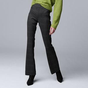 Женские брюки bootcut mid rise из понте Simply Vera Vera Wang, Medium Grey Plaid