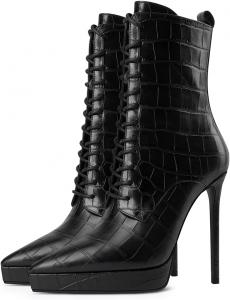 Женские платформенные ботильоны FSJ на высоком каблуке-кубике, шнуровка, викторианский стиль, боковая молния, заостренный носок, сапоги до середины икры, зимние, сексуальные, для платья или вечернего образа, короткие ботинки, размер 4-15 US