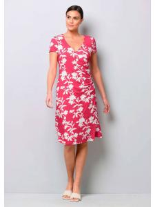 Alba Moda Трикотажное платье с драпировкой розового цвета