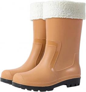 Женские резиновые сапоги Водонепроницаемые, противоскользящие с низким каблуком, для кухни, поездок на работу, теплые, для дождливого сезона Generic, 11