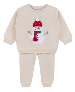 Детский вязаный комплект "Снеговик" для праздников - малыши, маленькие дети Feltman Brothers, слоновая кость/кремовый