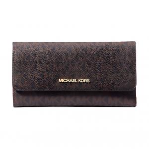 MICHAEL KORS Кошелек Jet Set Travel Coated Canvas Large для женщин коричневый