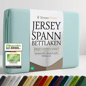 Простыня на резинке Jersey, 100% хлопок, 180 x 200-200 x 200 см (мятно-голубой/мятный) Strauss Home