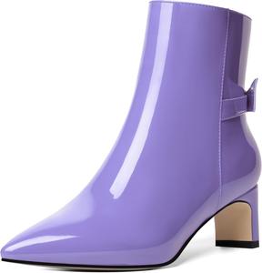 Женские ботильоны MOVINSTEPS с острым носком, милым лаковым дизайном, рабочим стилем, массивным низким каблуком, высотой до щиколотки, каблук 5 см, Lavender