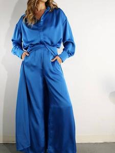 Сатиновая блуза с длинным рукавом в кобальтовом цвете Mulla, Cobalt