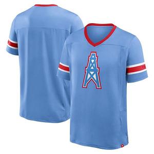 Мужская футболка Tennessee Titans Oilers Throwback Hometown Premium Hashmark V-neck светло-голубого цвета Fanatics