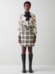 Кларис Моно клетчатая мини-юбка L.K.Bennett, Black/Cream