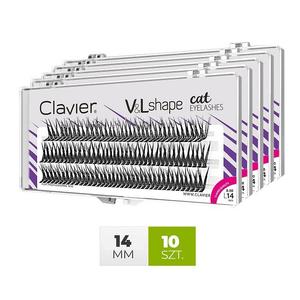 Ресницы V&L Shape, кошачий изгиб ресниц L Clavier, для макияжа, 14 мм, упаковка 10 шт.