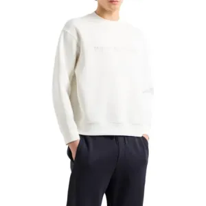 Asv Double jersey свитшот с тисненым вышитым логотипом EMPORIO ARMANI, белый