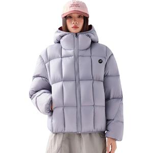 Пуховик Unisex с капюшоном утепленный Puffer Jacket WARRIOR, серый (diy badge)