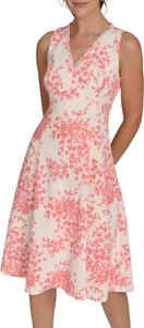 Женское платье Tommy Hilfiger без рукавов с V-образным вырезом и расклешенной юбкой, Ivory/ Sherbet