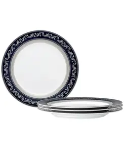 Набор из 4 декоративных тарелок Crestwood Cobalt Platinum, сервиз на 4 персоны Noritake, blue