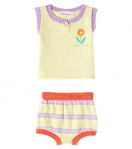 Комплект из хлопкового топа и панталон Baby Flower Bobo Choses, бежевый