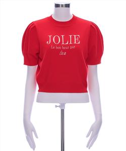 Вязаный топ с короткими рукавами и вышитым логотипом