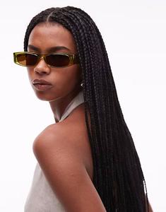 Солнцезащитные очки Topshop Premium Seychelles прямоугольной формы из ацетата цвета хаки