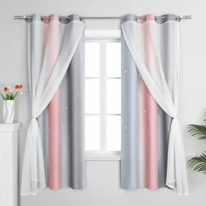 Плотные шторы с люверсами, звезды, плотные, с двойным градиентом, для детской комнаты, 100x130 см, серые Joyswahl