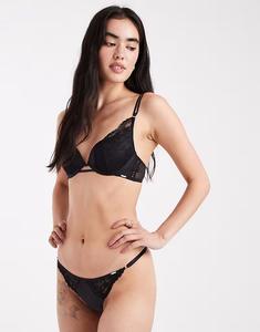 Атласные стринги Lyra черного цвета Dorina