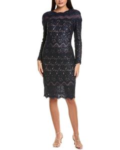 Tadashi Shoji Украшенное миди-платье, синий