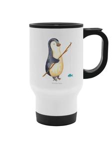 Mr. & Mrs. Panda Стаканчик на вынос с изображением пингвина-рыболова без надписи, белый