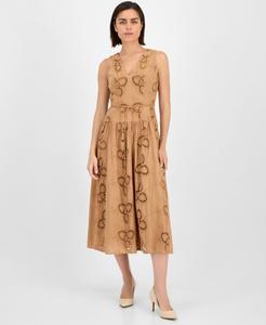 Женское миди-платье с вышитым поясом и завязками Anne Klein, Ginger Root