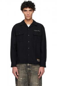 Рубашка с открытым воротником в елочку Neighborhood, черный