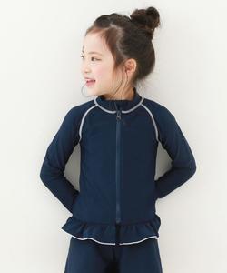 Защитная футболка с длинными рукавами и оборками от УФ-излучения для школьных купальников (весна-лето 2025) Devirock, цвет 002-Navy-White