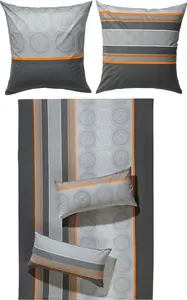 Постельное белье серо-серебристо-оранжевое 1x 155x220 см + 1x 80x80 см Erwin Müller