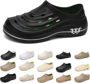 Обувь Armadillo для поваров для женщин и мужчин, сабо Armadillo для медсестер, садовая обувь с широким носком и водонепроницаемая, стойкая к маслу обувь для поваров, мягкая подошва, нескользящие мюли, спортивные сандалии унисекс Rianclud, B-Black