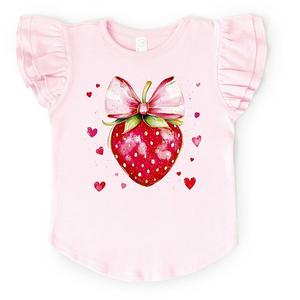 Футболка с принтом Coquette strawberry hearts watercolor и рукавами-фонариками The Juniper Shop, Ballerina