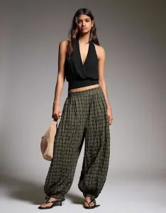 Брюки хаки со стопорами Bershka Bloomer