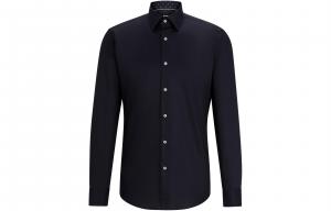 Футболка Regular Fit из легкой в глажке хлопковой поплиновой ткани Мужская темно-синяя HUGO BOSS