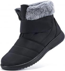 Женские зимние ботинки Kervaky с меховой подкладкой, теплые ботильоны, легкие, водонепроницаемые, на молнии, для улицы, Black