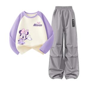 Детская повседневная спортивная одежда Disney, фиолетовый/серый