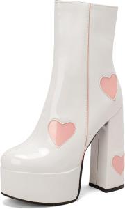 Roimaash женские ботильоны Sweet Patent Gothic на платформе, ботинки до щиколотки с широким каблуком, панк-стиль, 109 White
