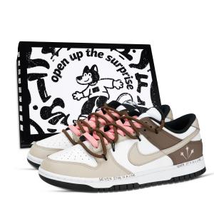 Nike Кроссовки для скейтбординга Dunk Black White, Star Rising, устойчивые к истиранию и скольжению, низкие, унисекс, коричневые