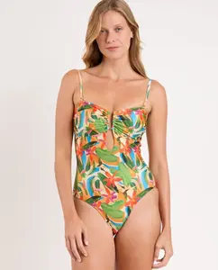 Женский купальник-бандо с принтом и подкладкой Río de Sol, зеленый