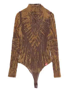 Боди с абстрактным принтом и высоким воротом DIESEL, коричневый