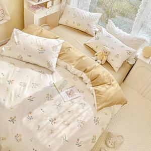 UJNHGQ Комплект постельного белья из натурального хлопка с фиолетовыми цветами Color 2