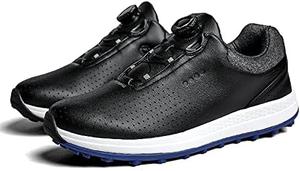 Мужские гольф туфли Водонепроницаемые гольф туфли Без шипов Повседневные спортивные туфли для гольфа Для игры на поле и вне его Mdsneccon, черный