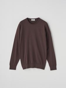 Хлопковый трикотажный пуловер с круглым вырезом и длинными рукавами | DAVID | 30G, современный крой