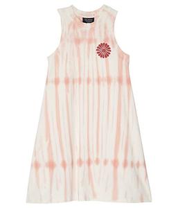 TINY WHALES Платье для девочек "Маленькие киты нюхают цветы", розовое, с круглым вырезом, без рукавов, JDM791