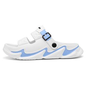 Тихие нескользящие тапочки-слайды мужские RENBEN, White Blue