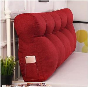 Треугольная подушка для изголовья кровати со съемным чехлом, треугольная подушка для чтения, однотонная клиновидная подушка для изголовья кровати, дивана, спальни (Цвет: красный, Размер: 120 * 20 * 50 см) COZMAX, Red