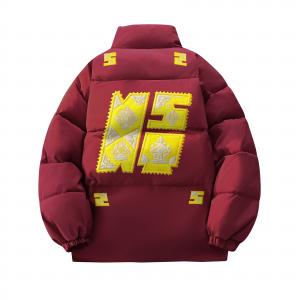 Пуховик Unisex Stand Collar Moderate Padded HUANQIU, maroon