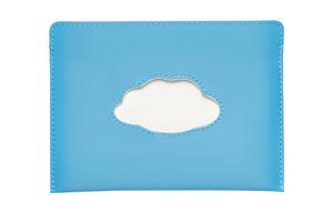 Держатель для карт из комбинированной телячьей кожи Delvau Magritte Женский Небесно-голубой/Слоновая кость Delvaux