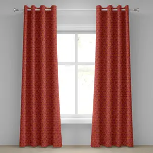 Шторы на люверсах с цветочным узором ABAKUHAUS, современный дизайн с геометрическими линиями, цветочный узор в восточном стиле, декоративные двухпанельные шторы, 280 см x 225 см, цвет алый, красный, каштановый Abakuhaus