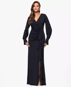 Женское трикотажное платье с длинными рукавами и боковыми разрезами XSCAPE