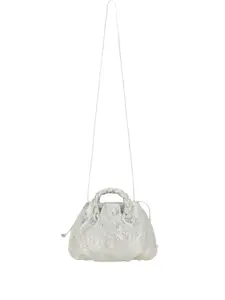 Сумка-тоут с плетёной ручкой Hereu, серебристый