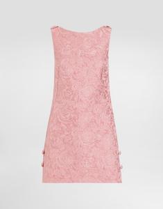 Короткое стеганое платье-саквояж из жаккарда с цветочным узором DOLCE & GABBANA, розовый